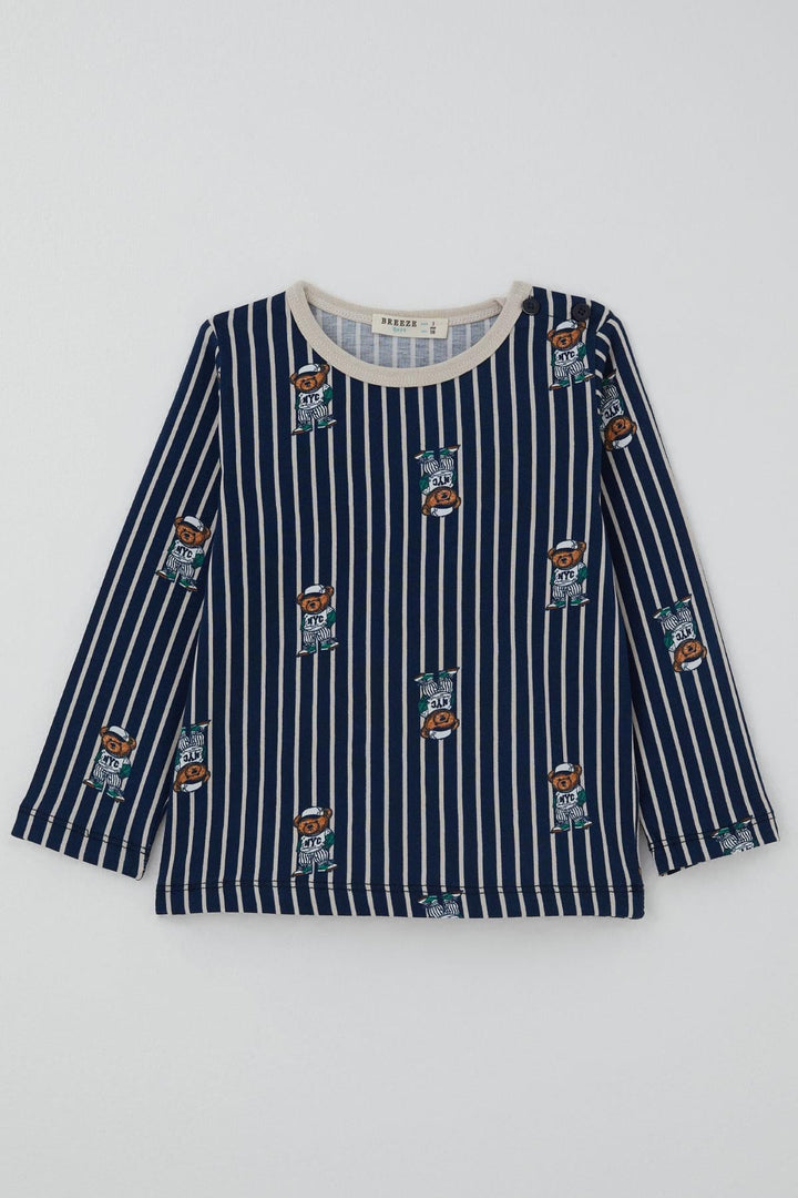 BRE Breeze Erkek Bebek Pijama Takımı Sevimli Ayıcık Figürlü 9 Ay-3 Yaş, Lacivert - Cuenca