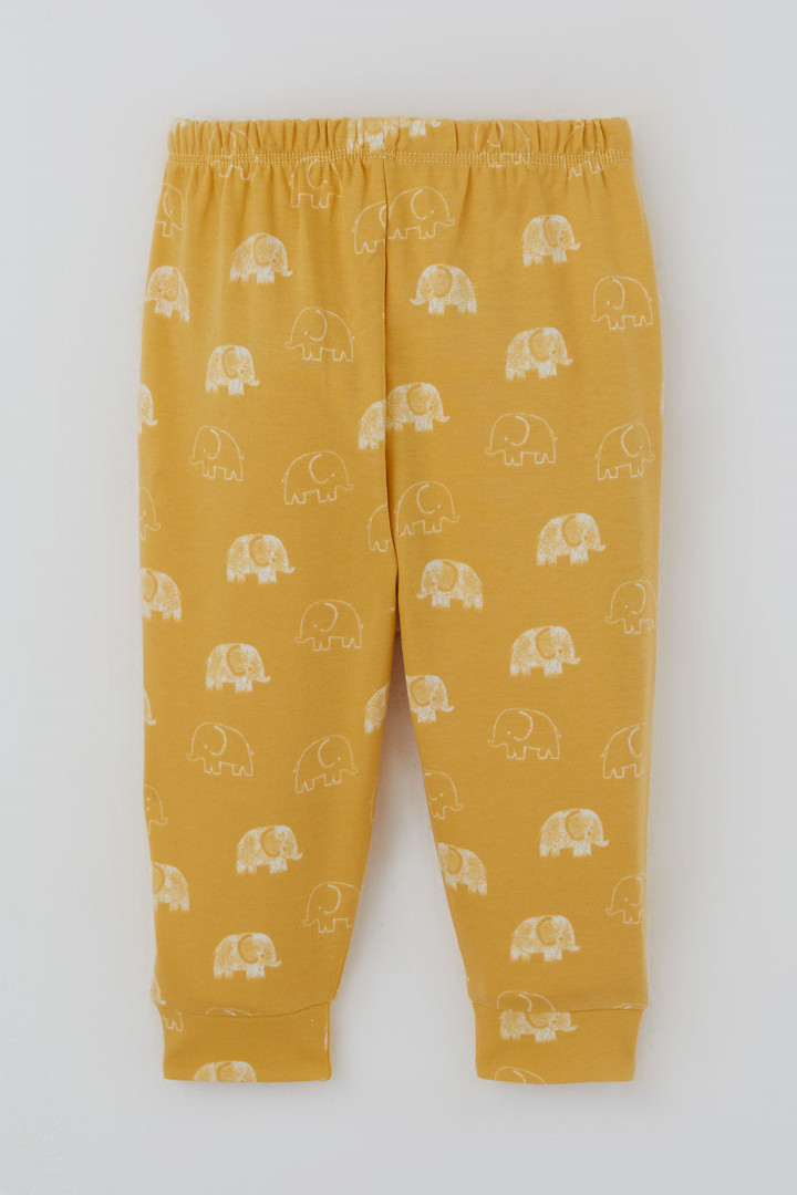 BRE Breeze Erkek Bebek  Pijama Takımı Sevimli  Bebek Fil Desenli Önden Çıtçıtlı 4 Ay - 1 Yaş , Hardal Sarı - Las Delicias