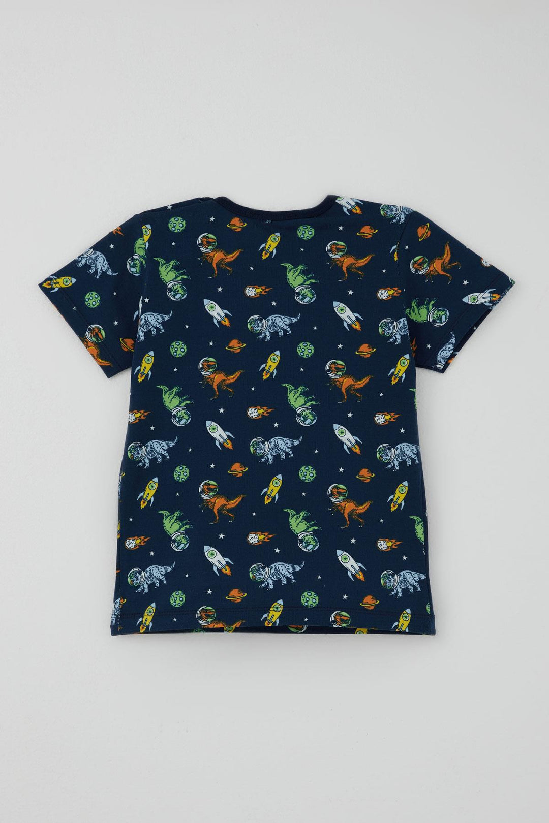 BRE Breeze Erkek Bebek Şortlu Pijama Takımı Uzay Temalı Astronot Dinozor Desenli 9 Ay-3 Yaş, Lacivert - Colonie