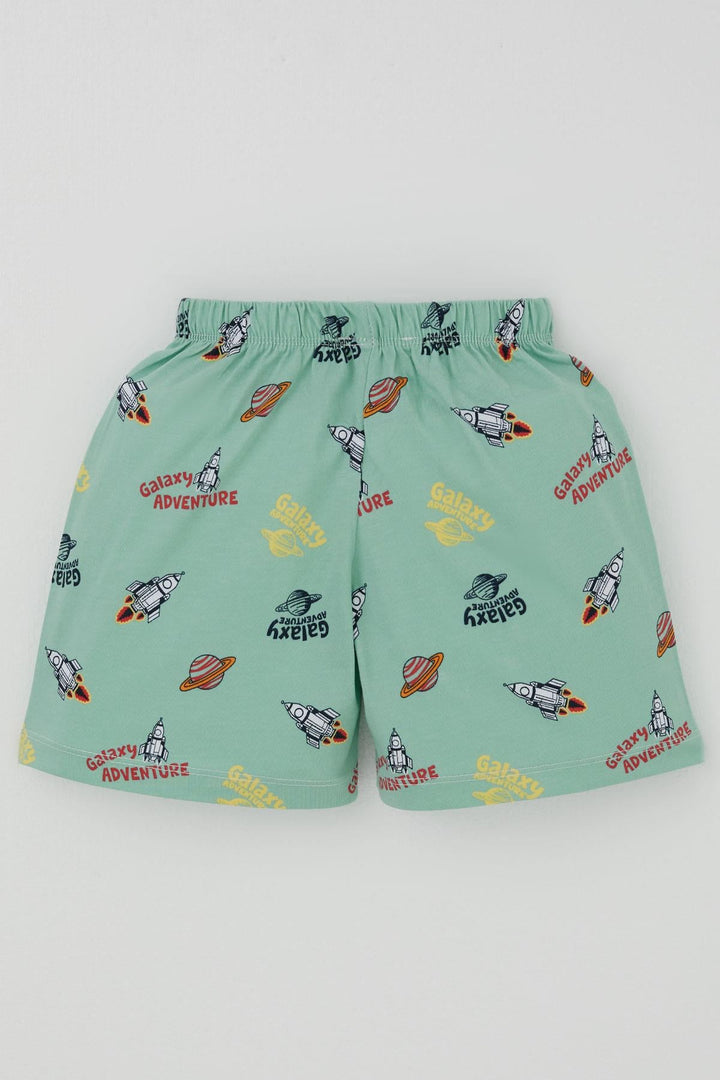 BRE Breeze Erkek Bebek Şortlu Pijama Takımı Galaksi Macerası Temalı 9 Ay-3 Yaş, Su Yeşili - Lüdenscheid