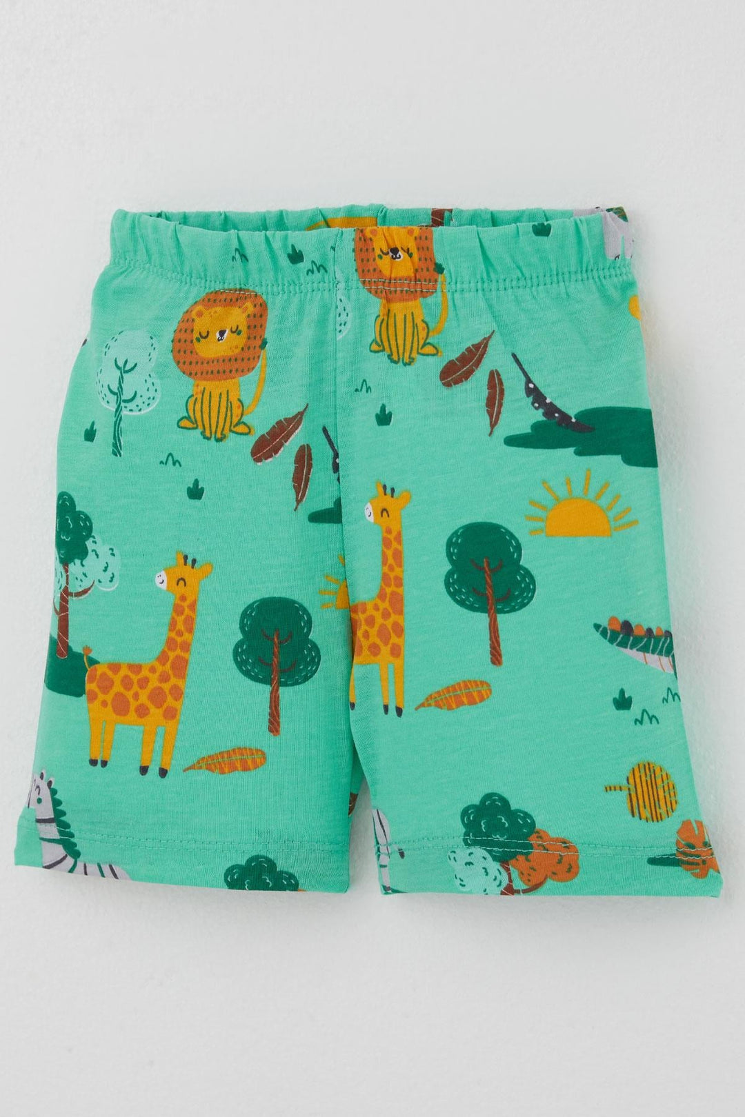 BRE Breeze Erkek Bebek Şortlu Pijama Takımı Safari Temalı Sevimli Hayvancıklar Desenli 4 Ay - 1 Yaş , Yeşil - Champaign
