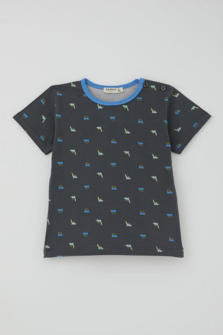 BRE Breeze Erkek Bebek Şortlu Pijama Takım Renkli Dinozor Desenli 9 Ay-3 Yaş, Antrasit - Darwin