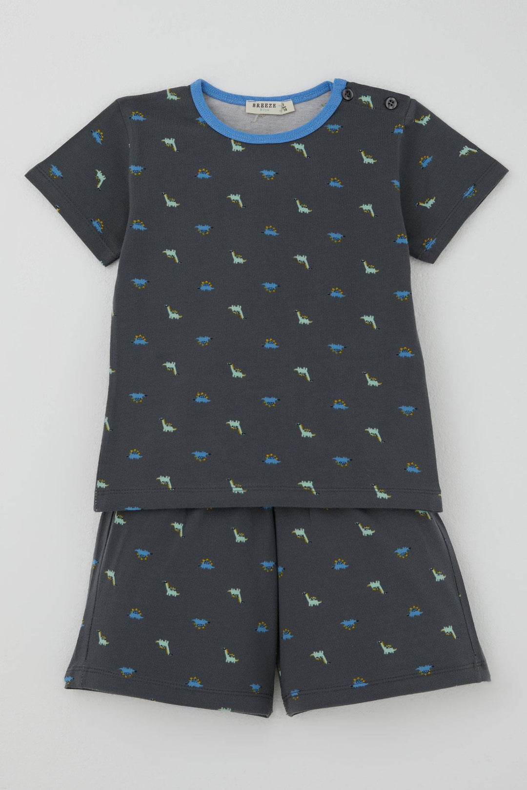 BRE Breeze Erkek Bebek Şortlu Pijama Takım Renkli Dinozor Desenli 9 Ay-3 Yaş, Antrasit - Darwin