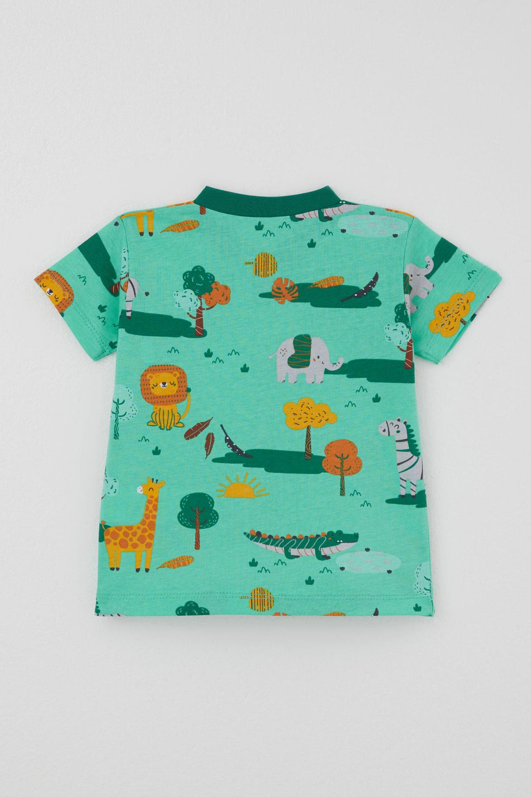 BRE Breeze Erkek Bebek Şortlu Pijama Takımı Safari Temalı Sevimli Hayvancıklar Desenli 4 Ay - 1 Yaş , Yeşil - Champaign