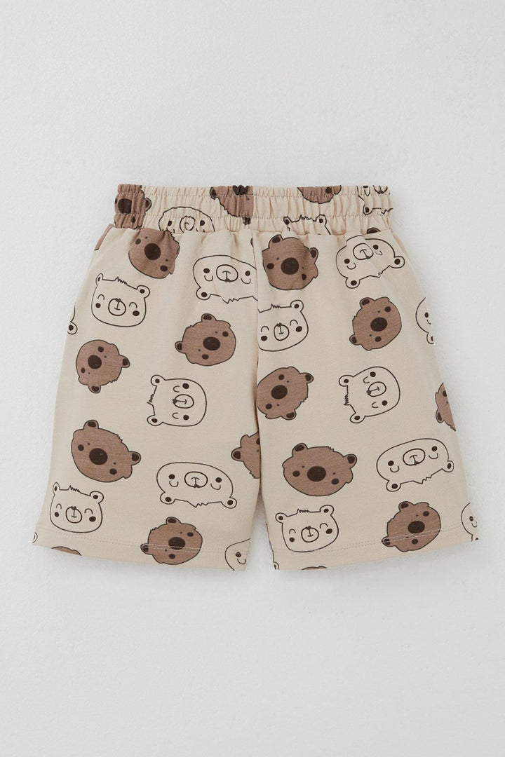 BRE Breeze Baby Boy Shorts Set with Cute Bear Print 9 Months-3 Years, Beige - West Jordan