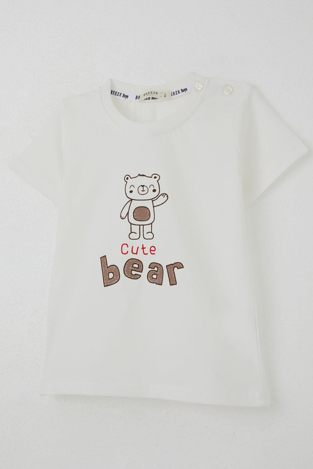 BRE Breeze Erkek Bebek Şortlu Takım Havalı Ayıcık Baskılı 9 Ay-3 Yaş, Ekru - Skelmersdale