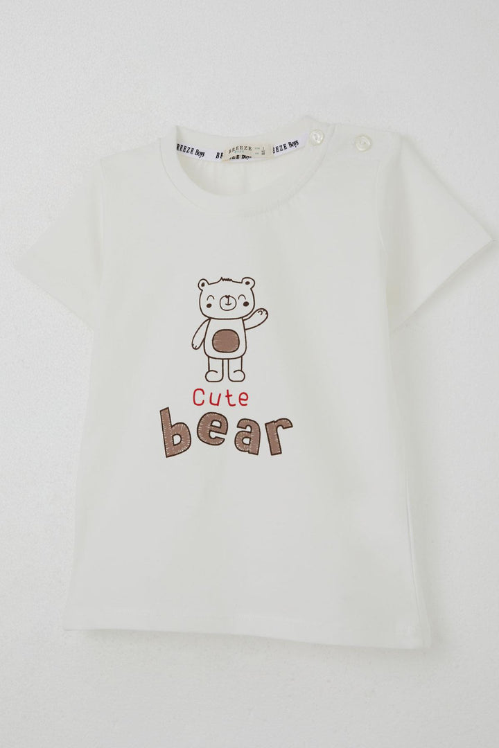 BRE Breeze Erkek Bebek Şortlu Takım Havalı Ayıcık Baskılı 9 Ay-3 Yaş, Ekru - Skelmersdale