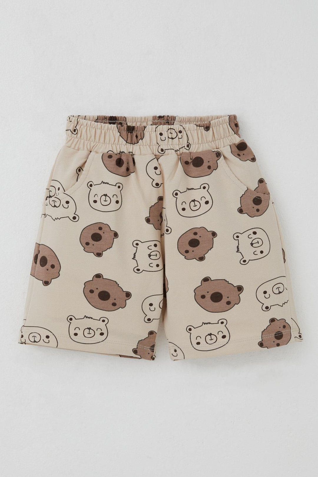 BRE Breeze Baby Boy Shorts Set with Cute Bear Print 9 Months-3 Years, Beige - West Jordan