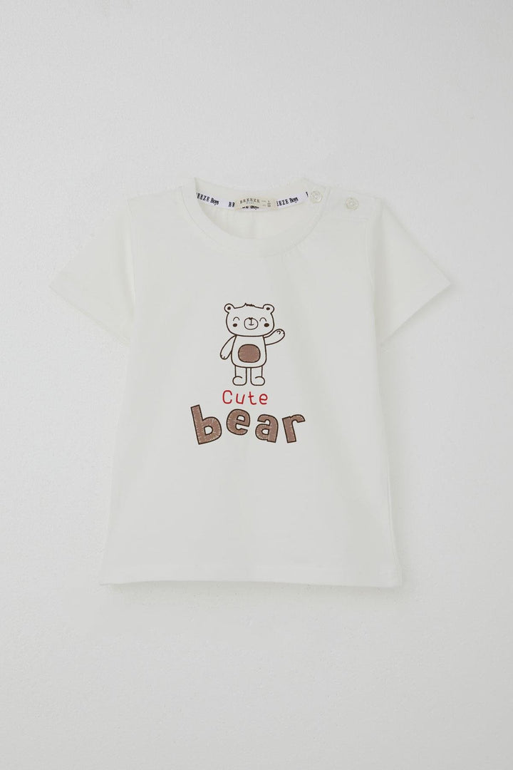 BRE Breeze Erkek Bebek Şortlu Takım Havalı Ayıcık Baskılı 9 Ay-3 Yaş, Ekru - Skelmersdale