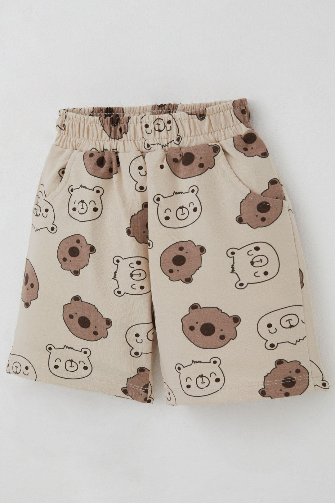 BRE Breeze Baby Boy Shorts Set with Cute Bear Print 9 Months-3 Years, Beige - West Jordan
