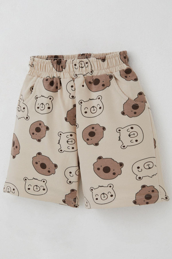 BRE Breeze Baby Boy Shorts Set with Cute Bear Print 9 Months-3 Years, Beige - West Jordan