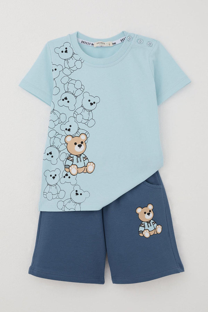 BRE Breeze Baby Boy Shorts Set Toy Bear Printed 9 Months-3 Years, Light Blue - Westland
