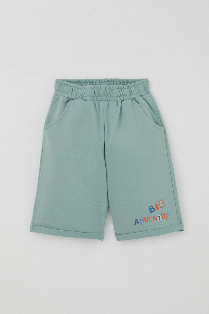 BRE Breeze Baby Boy Shorts Set Cute Captain Bear Printed Pocket Detailed 9 Months-3 Years, Beige - Greven