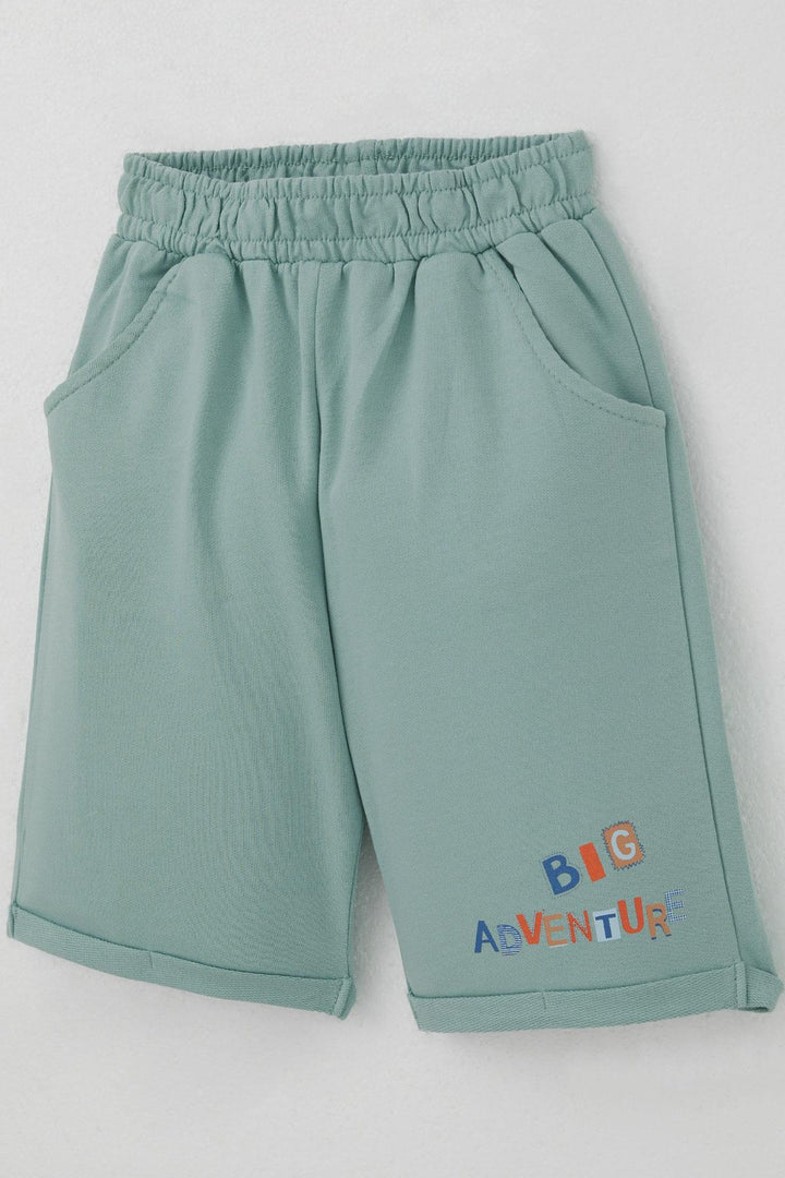 BRE Breeze Baby Boy Shorts Set Cute Captain Bear Printed Pocket Detailed 9 Months-3 Years, Beige - Greven