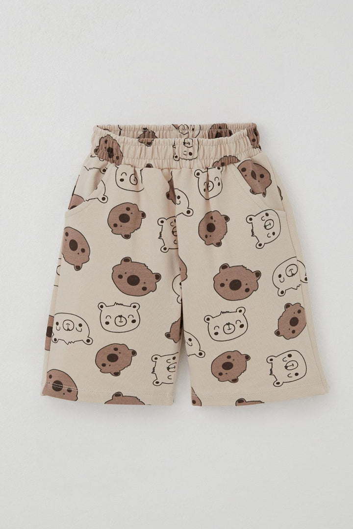 BRE Breeze Baby Boy Shorts Set Cute Bear Printed 9 Months-3 Years, Ecru - Marcianise