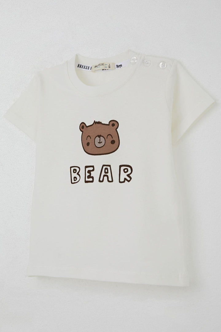 BRE Breeze Baby Boy Shorts Set Cute Bear Printed 9 Months-3 Years, Ecru - Marcianise