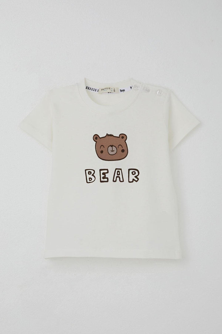 BRE Breeze Baby Boy Shorts Set Cute Bear Printed 9 Months-3 Years, Ecru - Marcianise