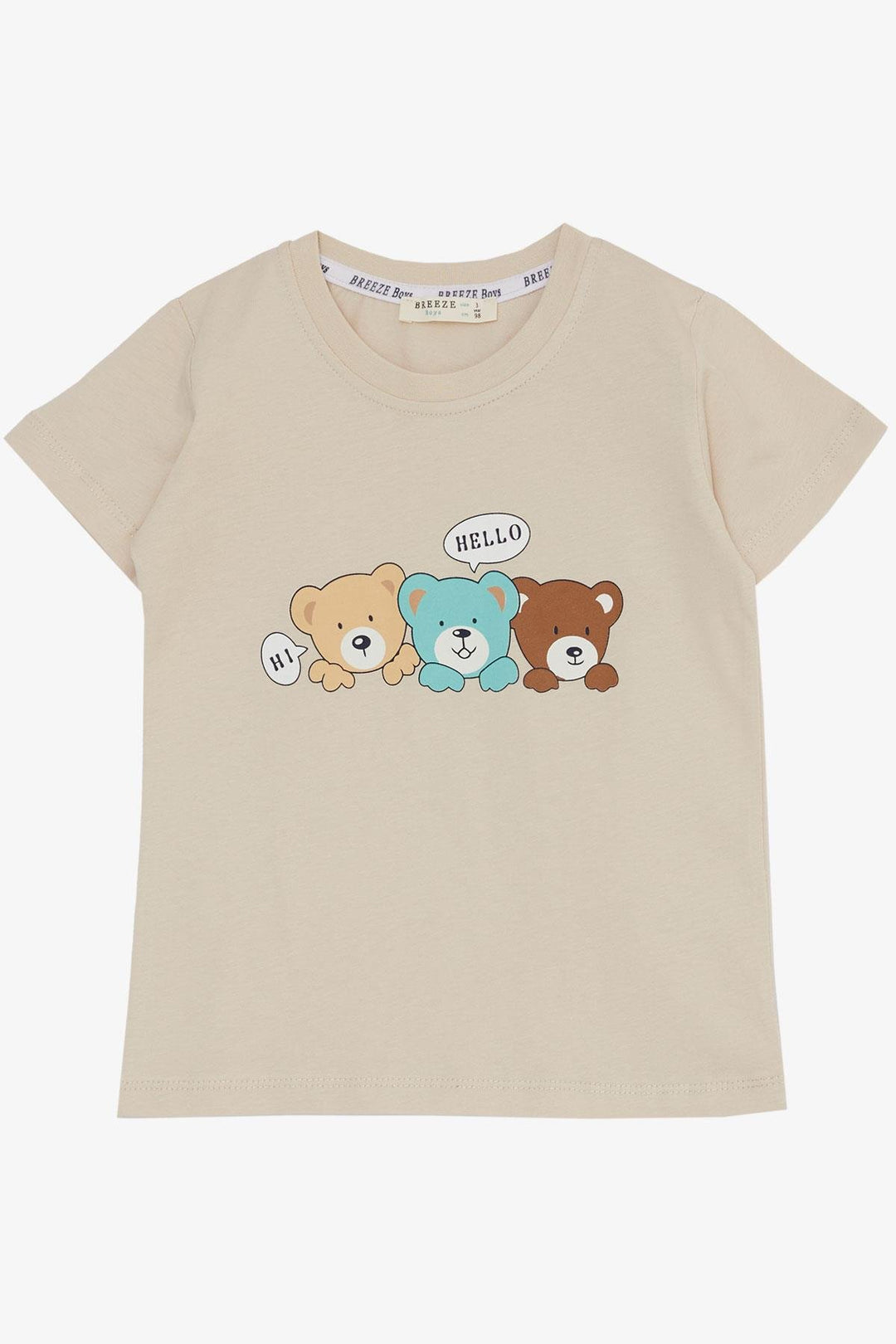طقم شورت BRE Breeze Baby Boy مطبوع عليه أصدقاء لطيفين من 9 أشهر إلى 3 سنوات، بيج - هومستيد