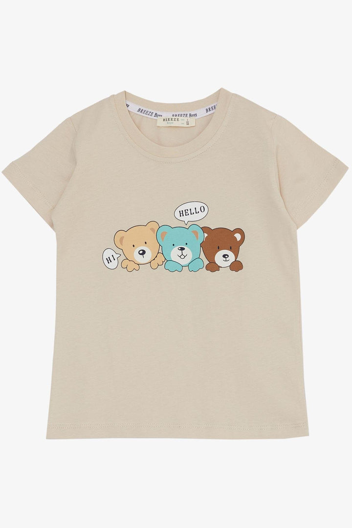 طقم شورت BRE Breeze Baby Boy مطبوع عليه أصدقاء لطيفين من 9 أشهر إلى 3 سنوات، بيج - هومستيد