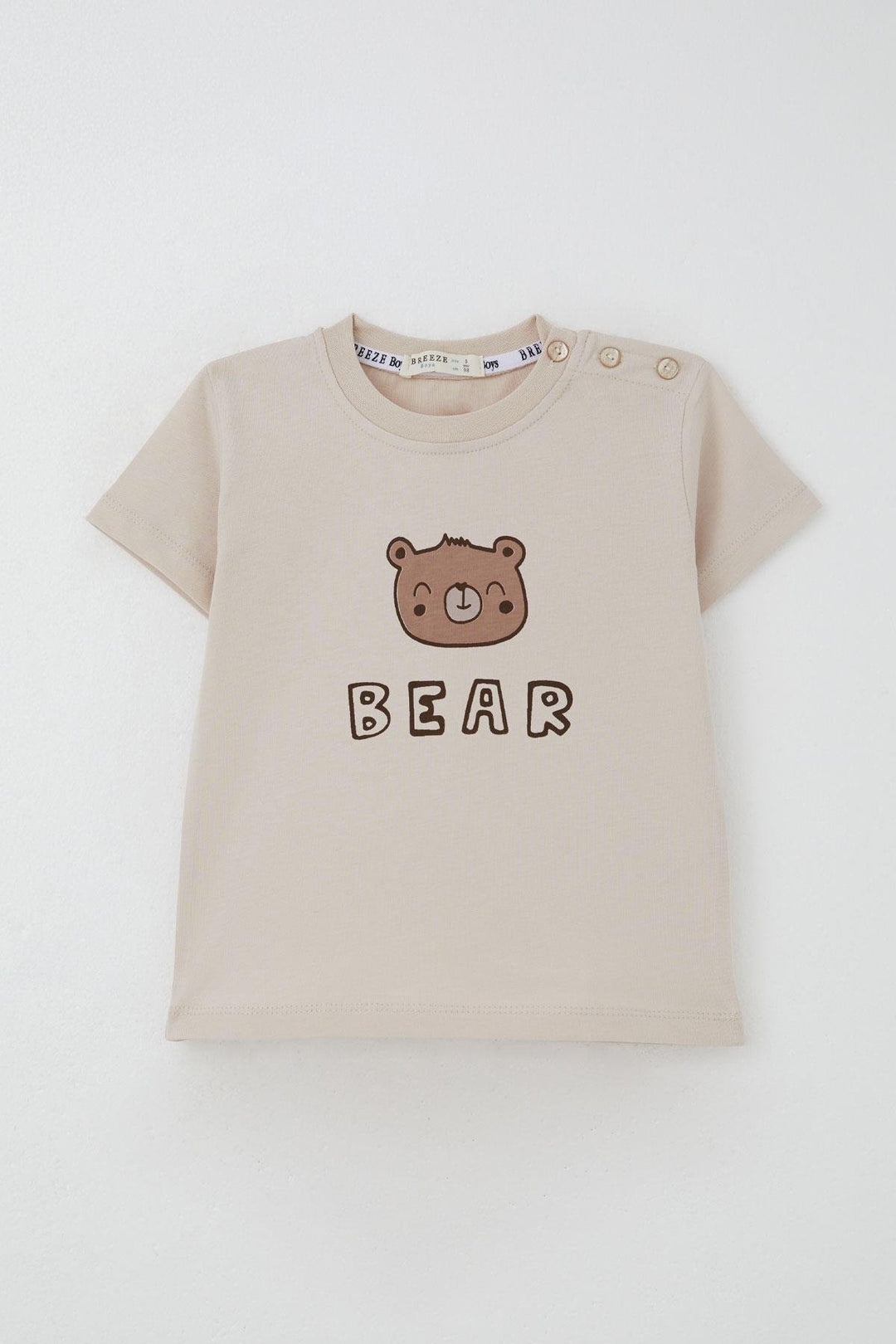 BRE Breeze Baby Boy Shorts Set Cute Bear Printed 9 Months-3 Years, Beige - Carolina