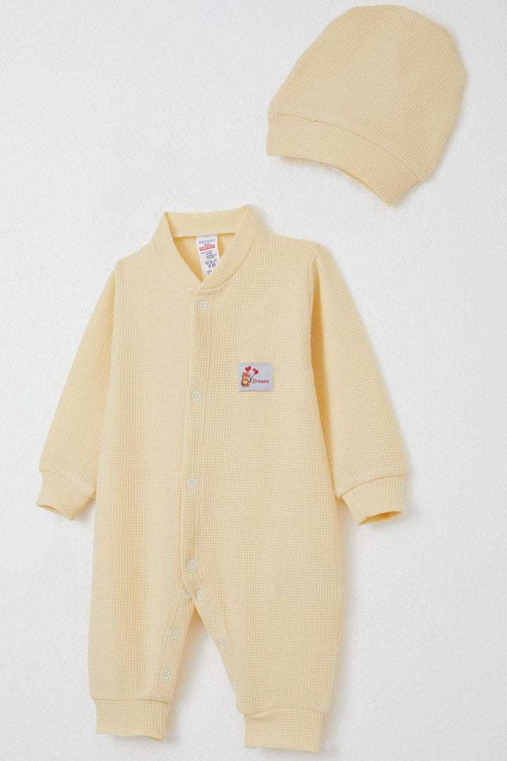 BRE Breeze Baby Boy Romper with Balloon Bear Embroidery 0-6 Months, Yellow - Clay
