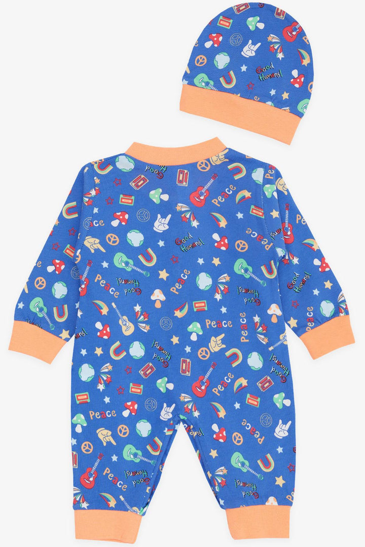 BRE Breeze Baby Boy Romper Peace Theme 0-3 أشهر-6 أشهر، أزرق سماوي - بلفيو
