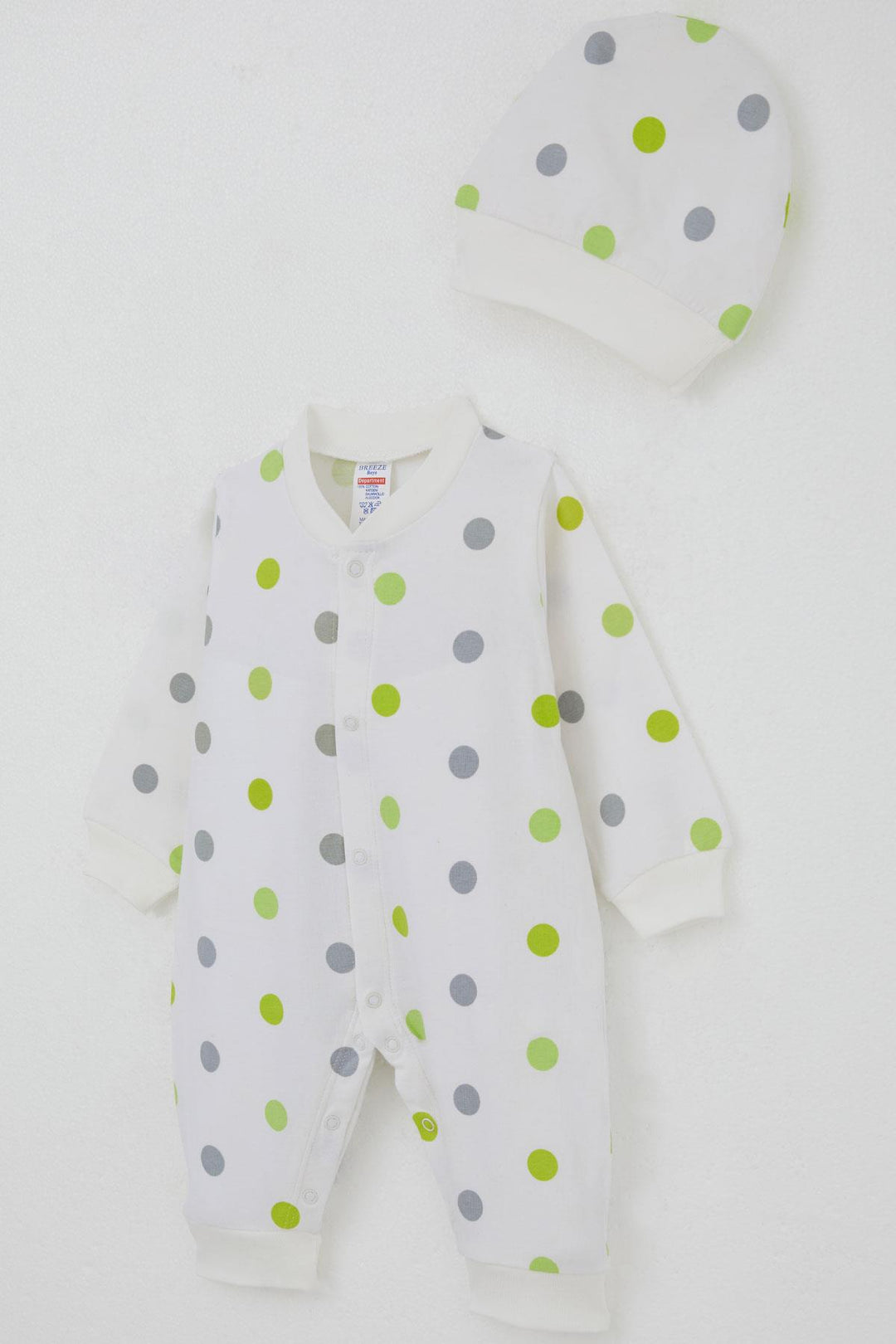 BRE Breeze Baby Boy Romper Large Colorful Polka Dot 0-6 Months, Ecru - Marseille