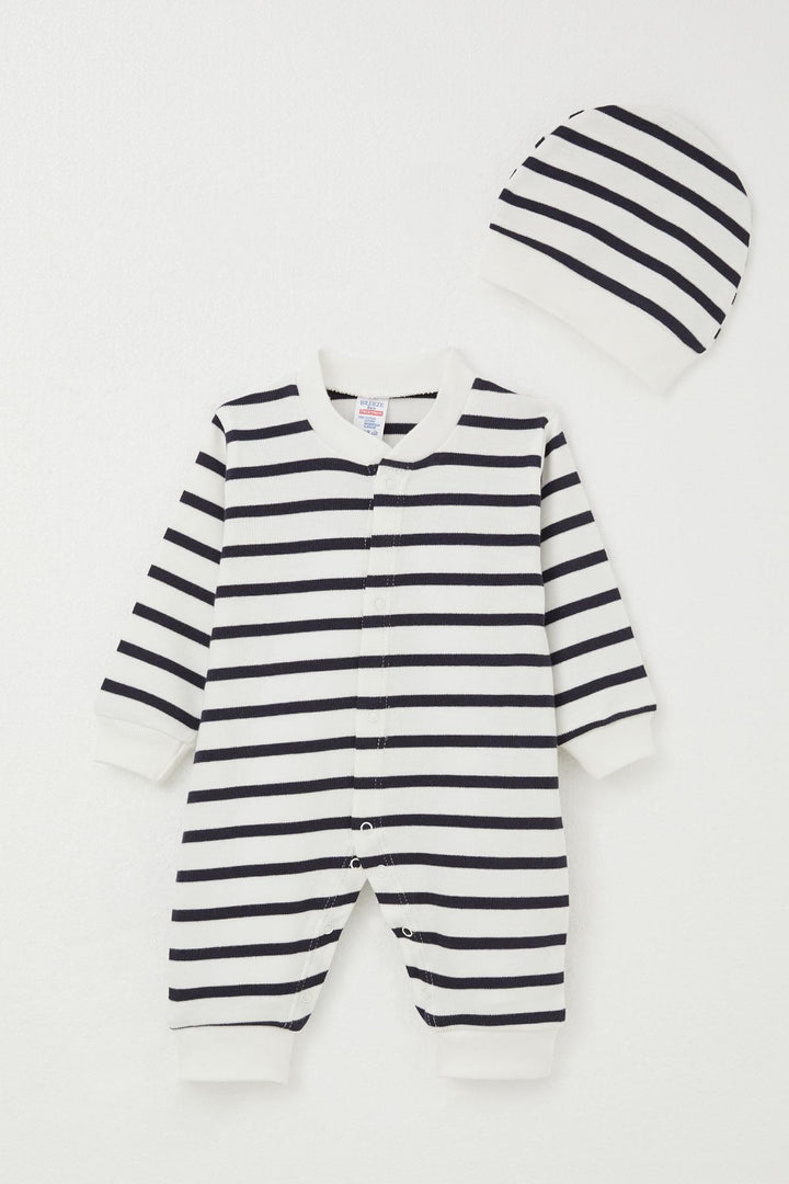 BRE Breeze Baby Boy Romper Striped 0-6 Months, White - Lakeville