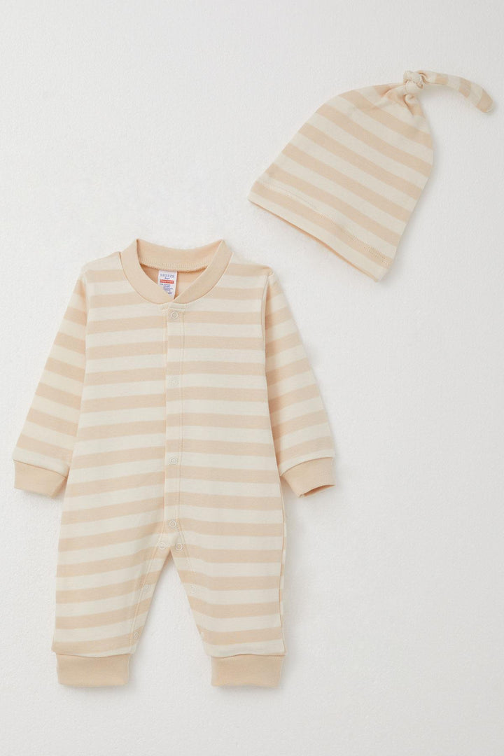 BRE Breeze Baby Boy Romper Striped 0-6 Months, Cream - Kitchener