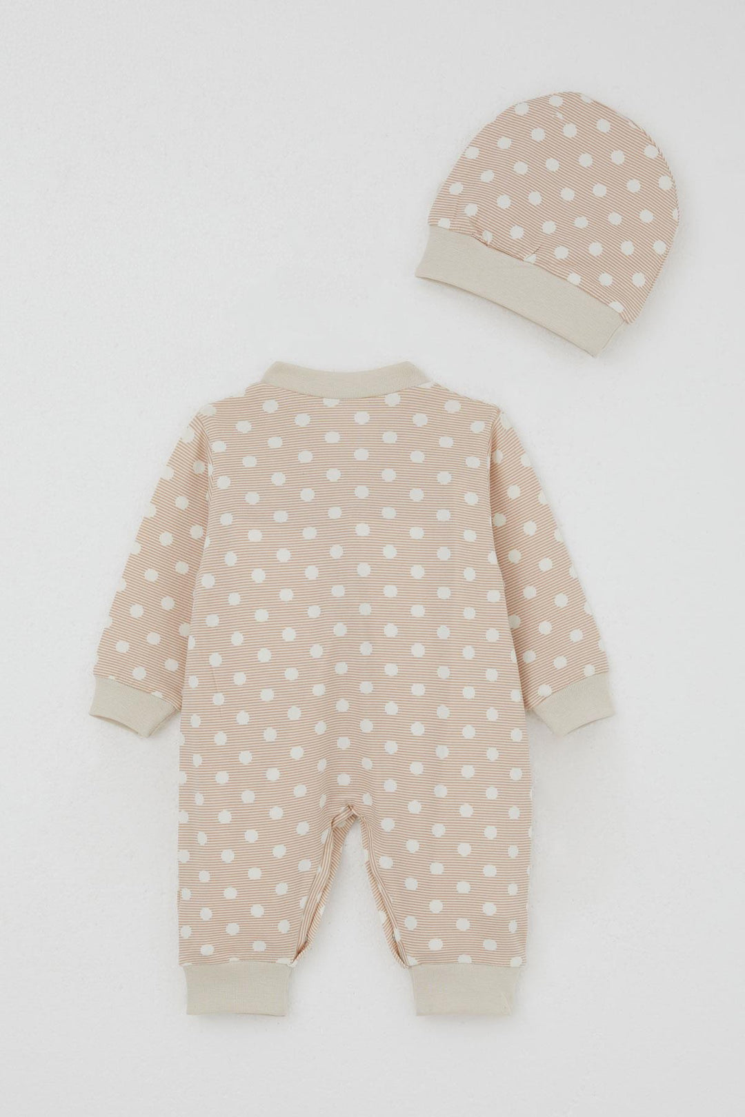 BRE Breeze Erkek Bebek Tulum Çizgili Puantiye Desenli 0-6 Ay, Bej - Bergheim