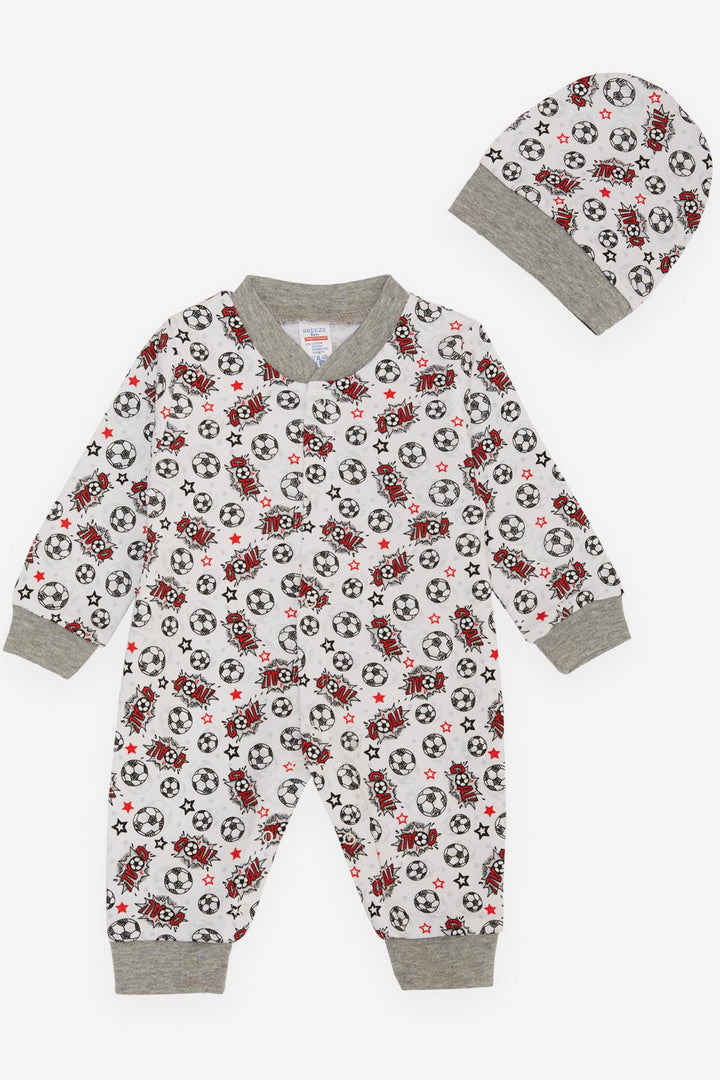 BRE Breeze Baby Boy Romper كرة القدم بتصميم كرة منقوشة 0-6 أشهر، أبيض - هوبارت