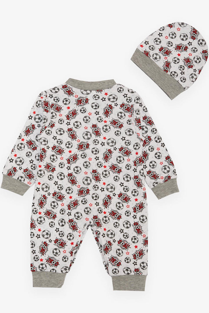 BRE Breeze Baby Boy Romper كرة القدم بتصميم كرة منقوشة 0-6 أشهر، أبيض - هوبارت