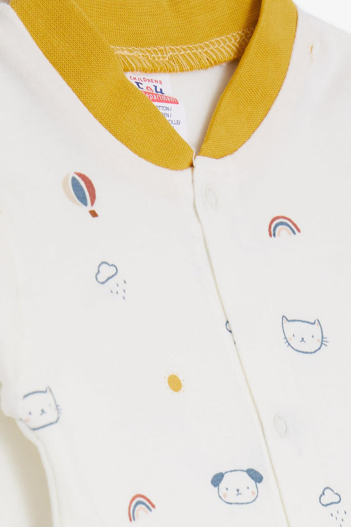 BRE Breeze Baby Boy Romper Sky Themed Animal منقوشة 0-3 أشهر-6 أشهر، إكرو - فولدا