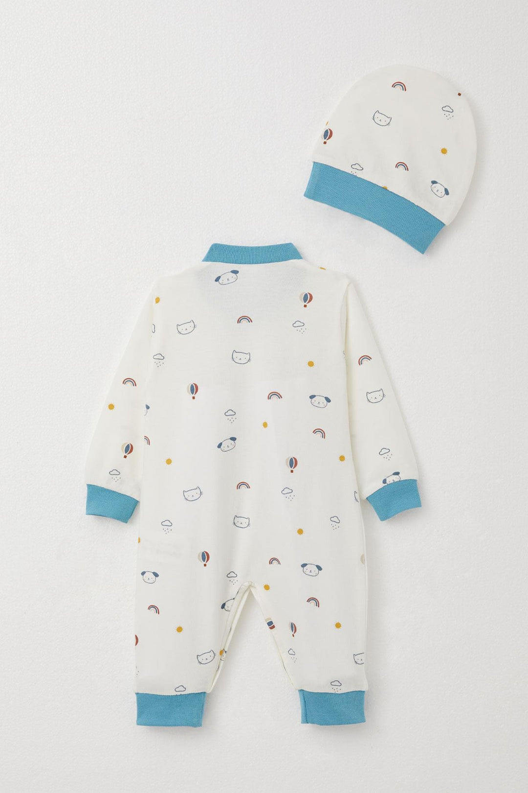 BRE Breeze Baby Boy Romper Sky Themed Animal Patterned 0-6 Months, White - Park Ridge