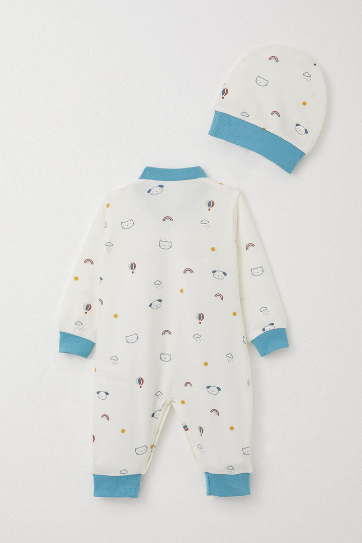 BRE Breeze Baby Boy Romper Sky Themed Animal Patterned 0-6 Months, White - Park Ridge