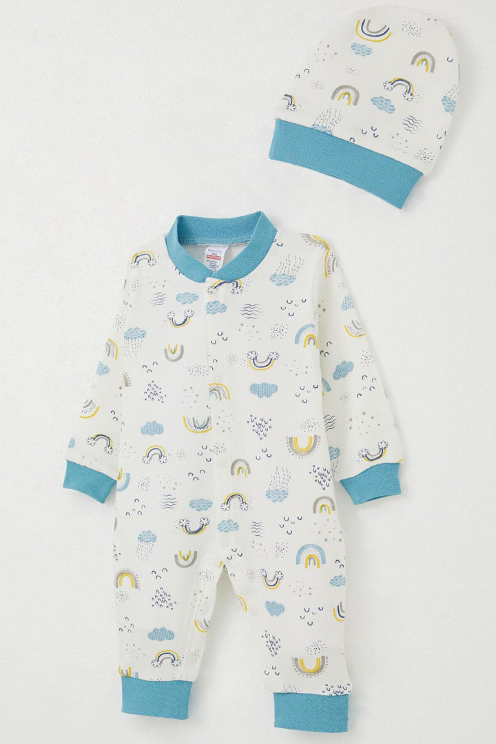 BRE Breeze Baby Boy Romper Sky Themed 0-6 Months, White - Portici