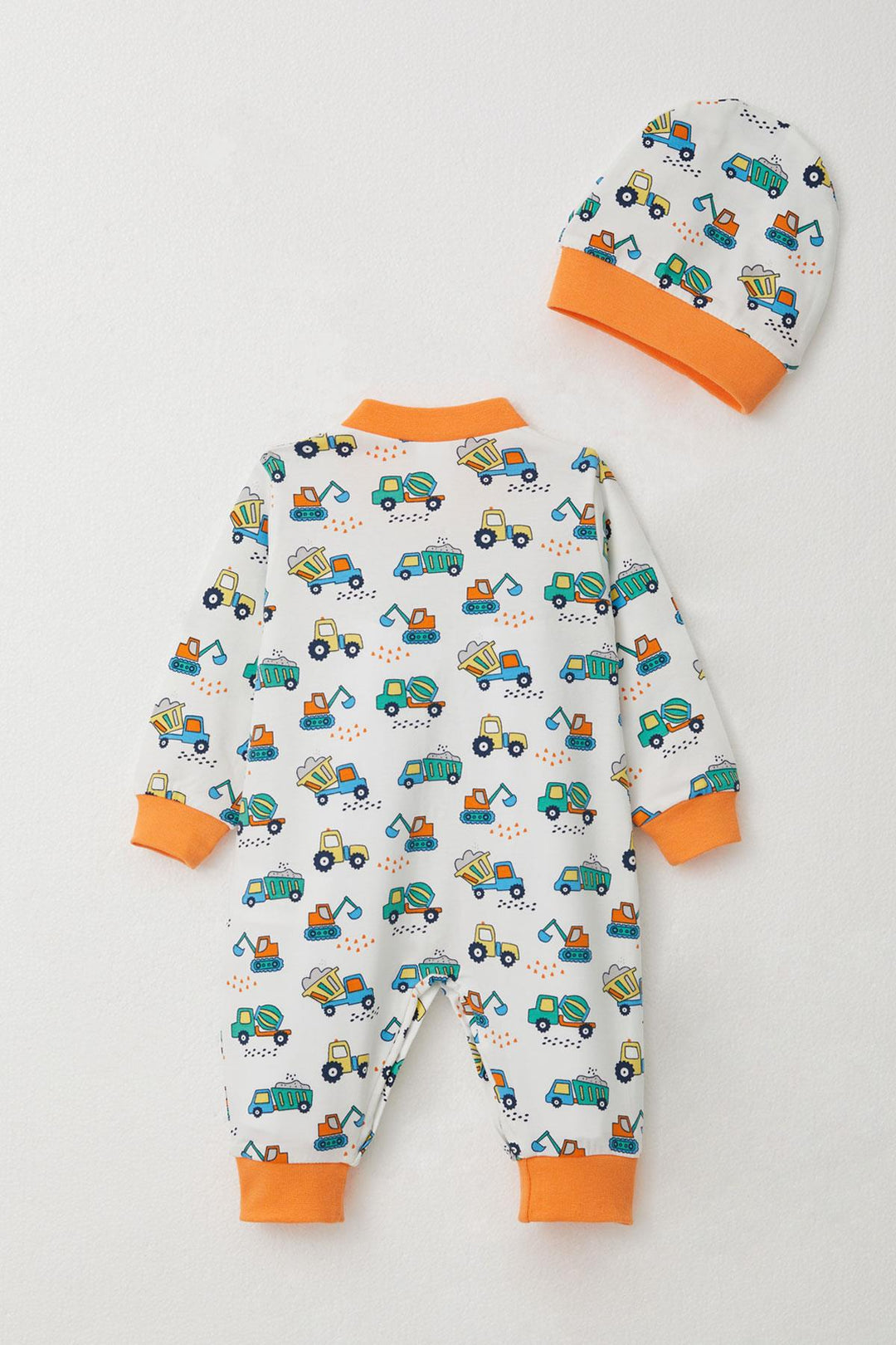 BRE Breeze Baby Boy Romper Construction Vehicles Patterned 0-6 Months, White - Actopan