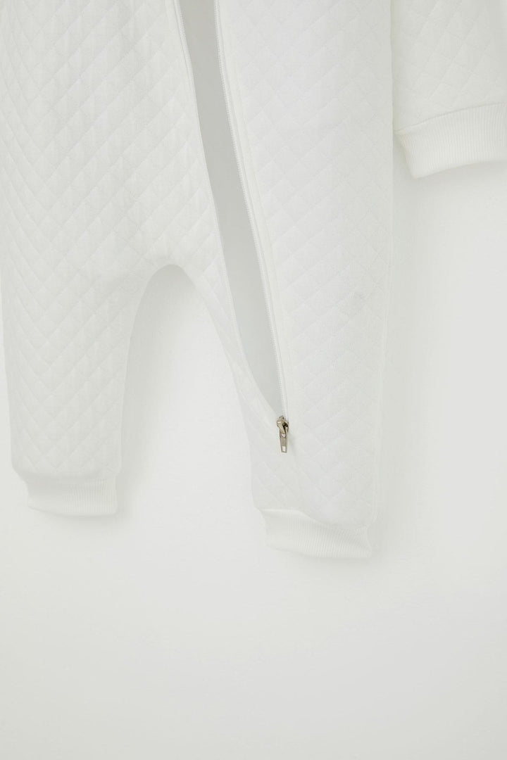 BRE Breeze Baby Boy Jumpsuit Quilted Patterned Cute Lamb Printed Hooded 4 Months.5 Years, Ecru - Hamilton