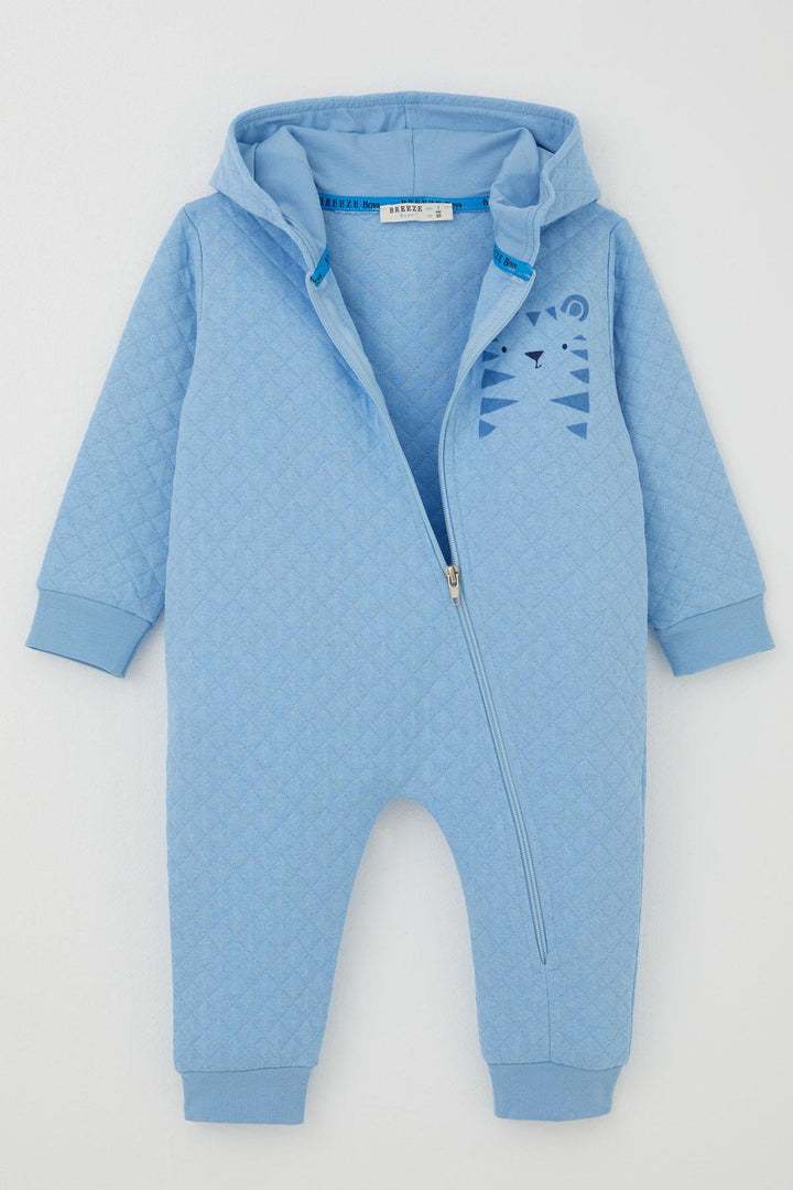 BRE Breeze Erkek Bebek Tulum Kapitone Desenli Sevimli Aslancık Baskılı Kapüşonlu 4 Ay.5 Yaş, Açık Mavi - Horlivka
