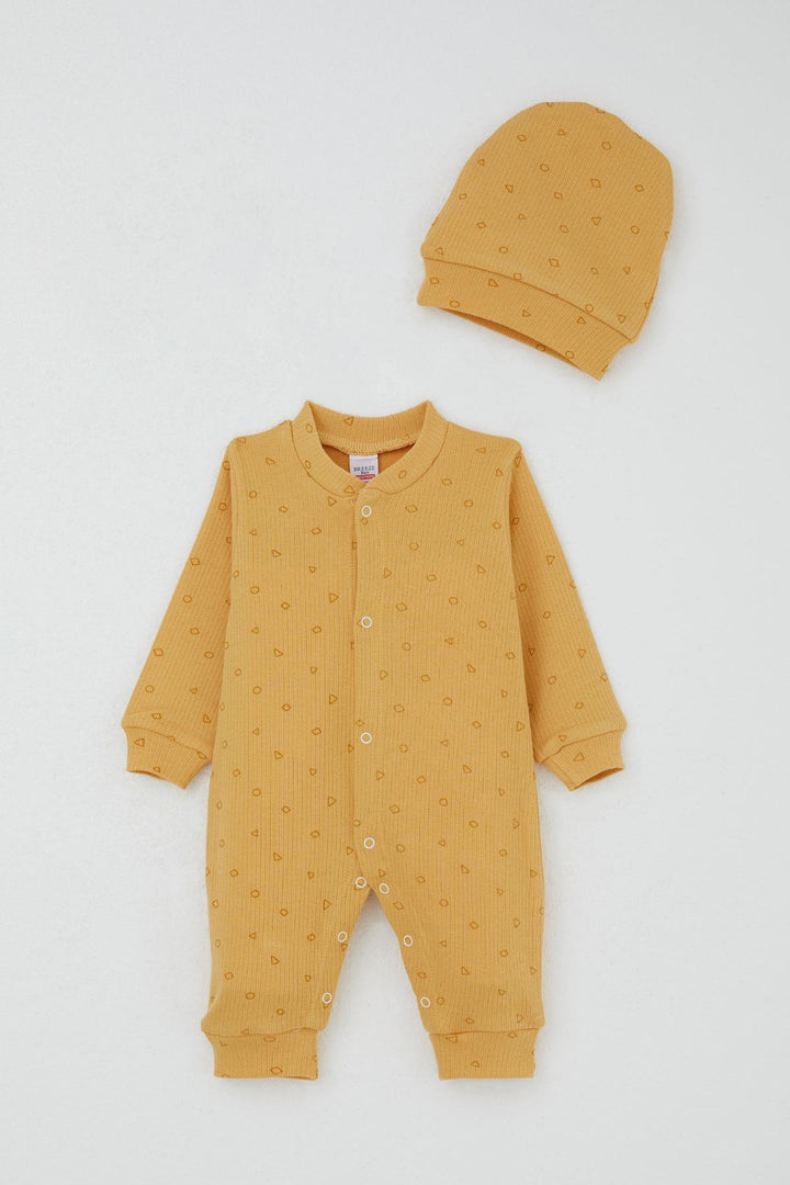 BRE Breeze Baby Boy Romper Mini Geometric Shapes 0-6 Months, Mustard Yellow - Inca