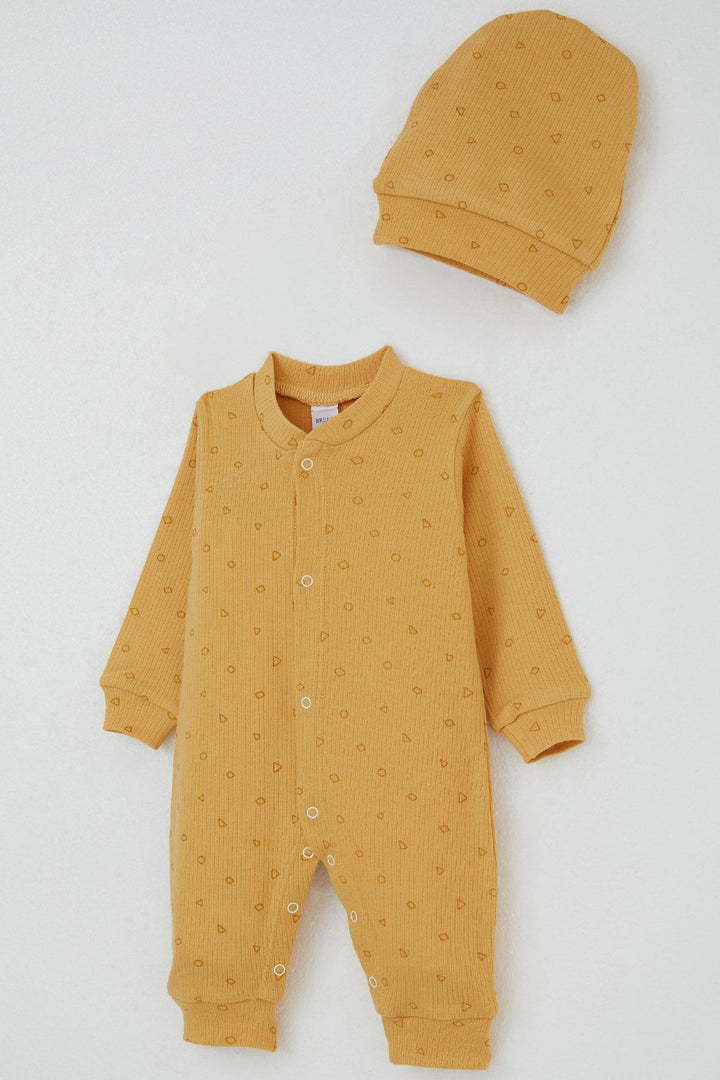 BRE Breeze Baby Boy Romper Mini Geometric Shapes 0-6 Months, Mustard Yellow - Inca