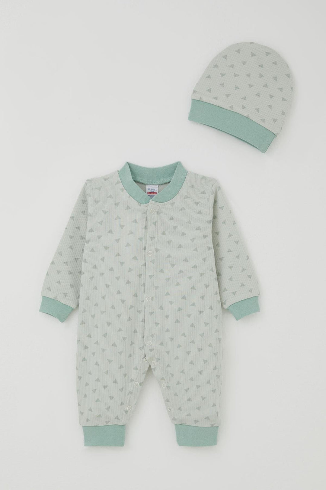 BRE Breeze Baby Boy Romper Mini Triangle Patterned 0-6 Months, Aqua Green - Walsall