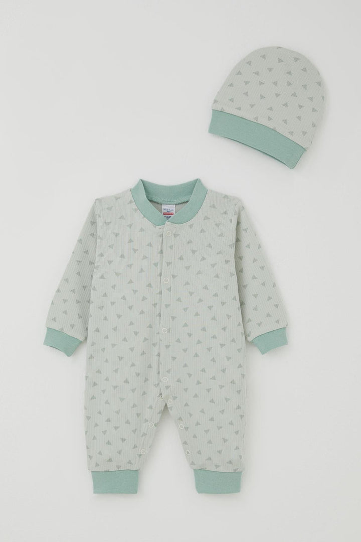 BRE Breeze Baby Boy Romper Mini Triangle Patterned 0-6 Months, Aqua Green - Walsall