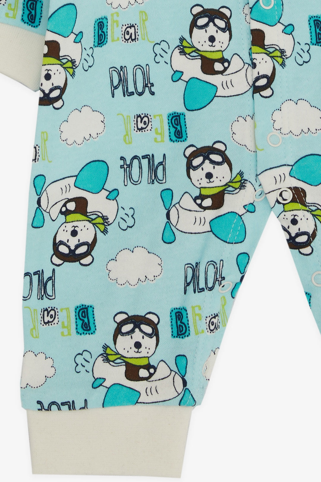 BRE Breeze Baby Boy Romper Pilot Bear منقوشة 0-3 أشهر-6 أشهر، أزرق فاتح - Neustadt