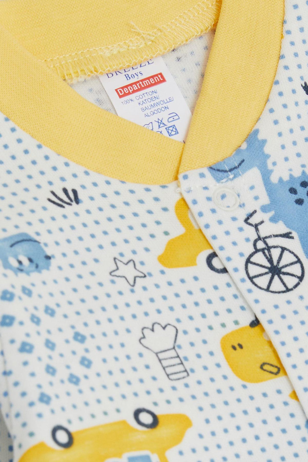 BRE Breeze Baby Boy Romper Polka Dot لطيف ديناصور منقوشة 0-6 أشهر، أبيض - بريستول