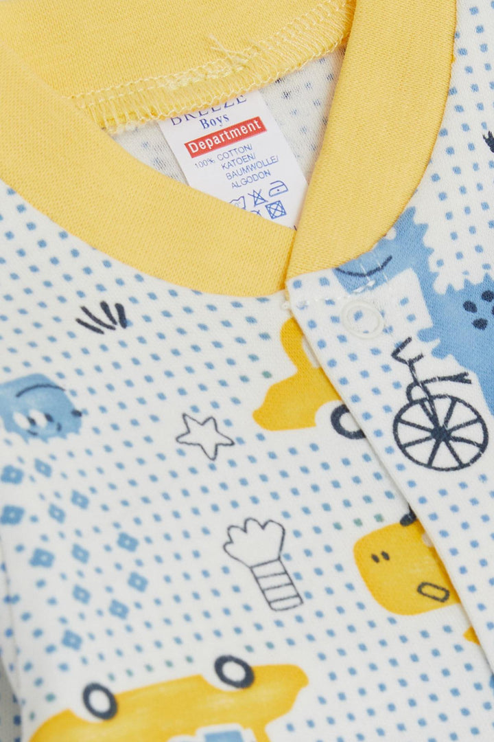BRE Breeze Baby Boy Romper Polka Dot لطيف ديناصور منقوشة 0-6 أشهر، أبيض - بريستول