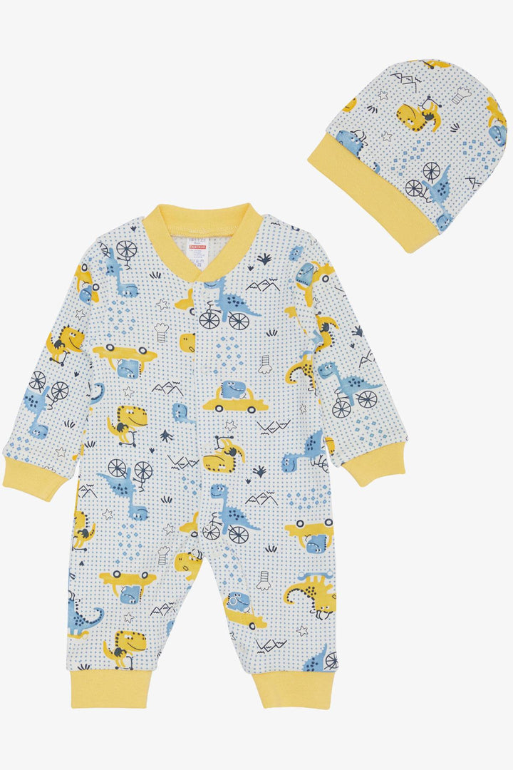BRE Breeze Baby Boy Romper Polka Dot لطيف ديناصور منقوشة 0-6 أشهر، أبيض - بريستول