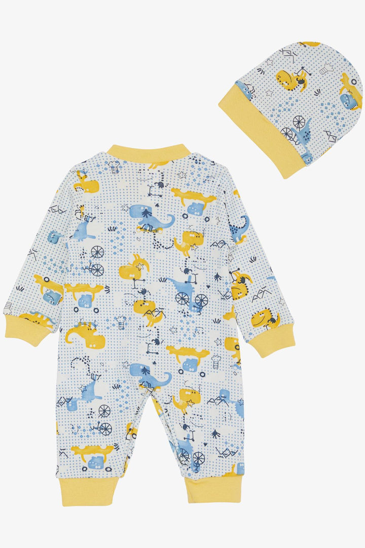 BRE Breeze Baby Boy Romper Polka Dot لطيف ديناصور منقوشة 0-6 أشهر، أبيض - بريستول