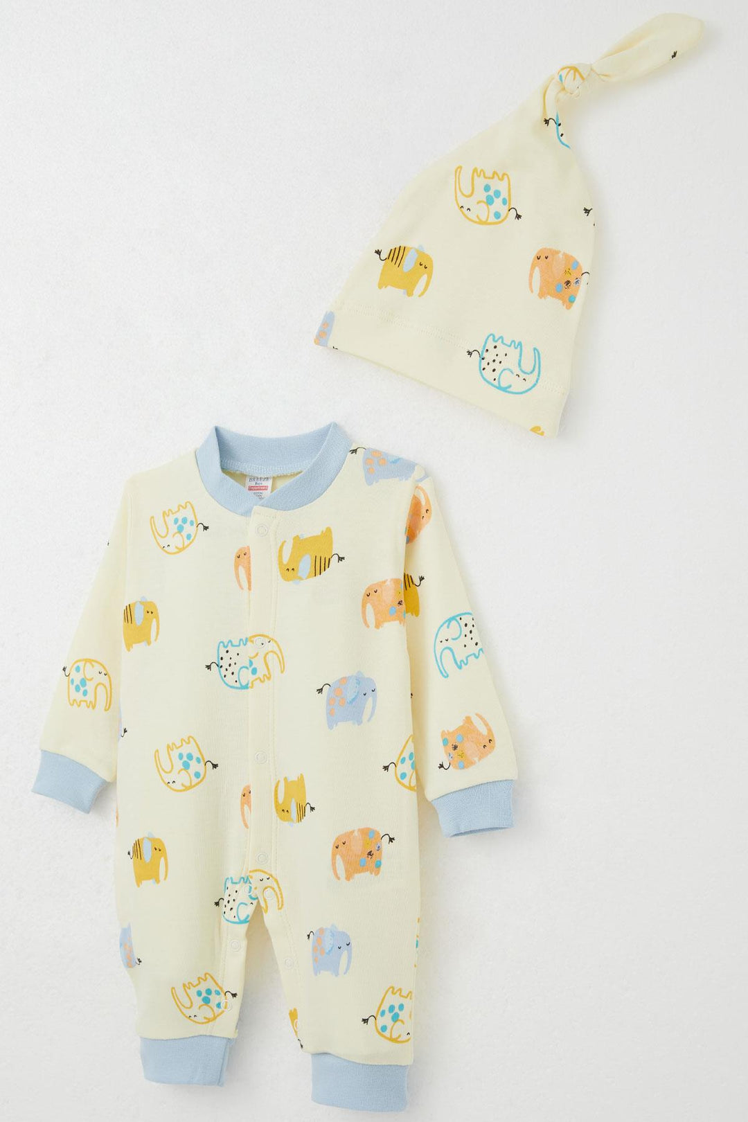 BRE Breeze Baby Boy Romper Colorful Cute Elephant Patterned 0-6 Months, Yellow - Foothill Farms