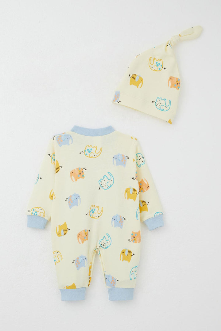 BRE Breeze Baby Boy Romper Colorful Cute Elephant Patterned 0-6 Months, Yellow - Foothill Farms